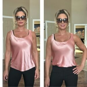 Lafayette 148 New York pink 100% silk camisole tank top blouse Sz 12 NWOT classy